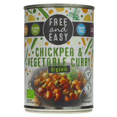 Free & Easy Organic Vegan Chickpea/Vegetable Curry – Gluten-Free | 400G