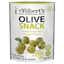 Mr Filberts | Mr Filberts Green Olives Lemon and Oregano 50g | 50g