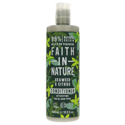 Faith In Nature Seaweed & Citrus Conditioner - Detoxifying, 100% natural fragrance, vegan & cruelty-free, all hair types - 400ml