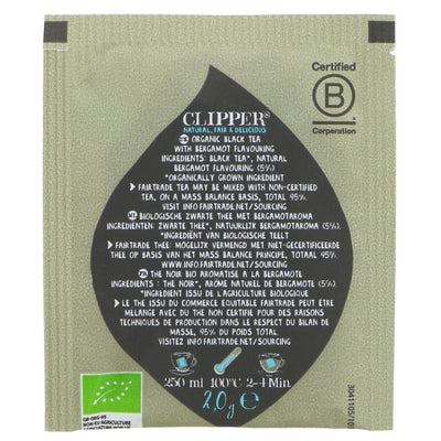 Clipper Earl Grey Tea | Fairtrade, Organic, Vegan | Pack of 250 Bags