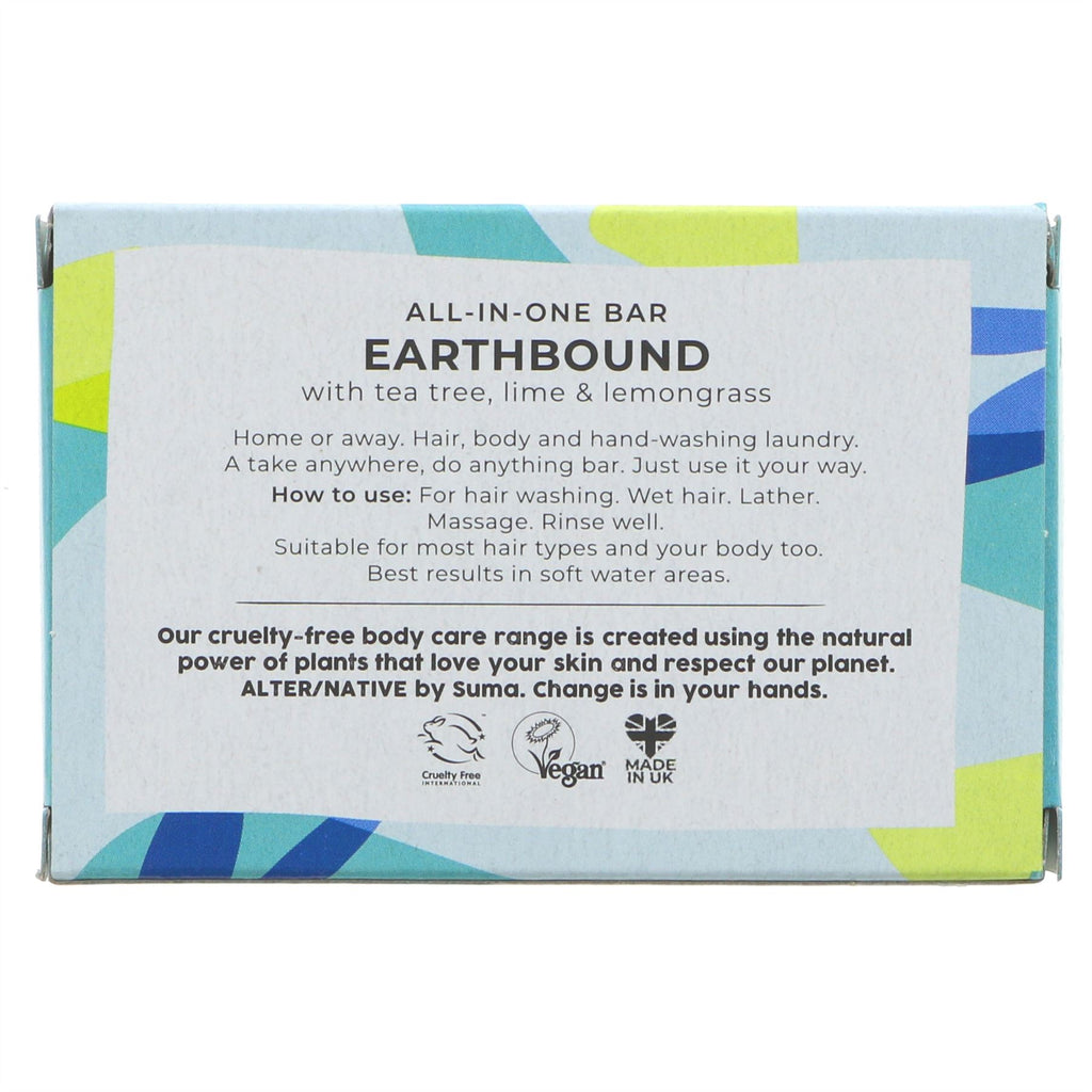 Alter/Native | All-In-One - Earthbound Bar - With tea tree lime & lemongrass | 95g