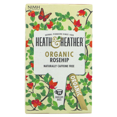 Heath And Heather Wild Rosehip Tea - Organic & Vegan | 20 bags, convenient packaging.