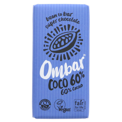 Ombar Coco Dark Chocolate: Fairtrade, organic, vegan, gluten-free and no added sugar. Perfect for guilt-free indulgence or adding to recipes. Contains live cultures.