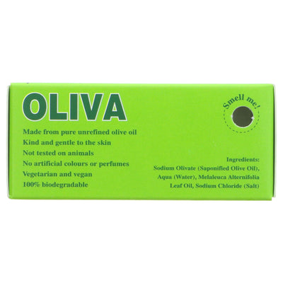 Oliva Tea Tree Olive Oil Soap - vegan & hypoallergenic with pure Cretan olive oil & aloe vera. Ethically-produced & 100% biodegradable.