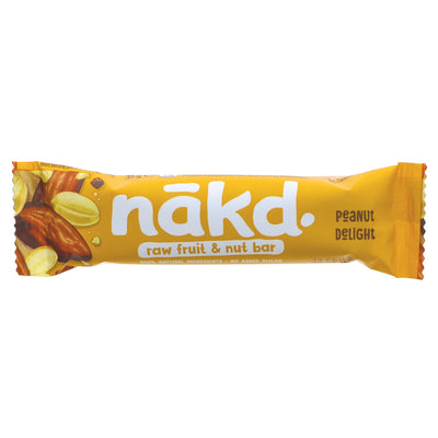 Nakd Peanut Delight bar: Chunky peanuts and sweet dates, gluten-free and vegan. No added sugars. By Superfood Market.