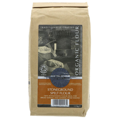 Organic, Vegan Stoneground Spelt Flour for baking bread, cakes, and pastries. 1.5kg. No VAT. Available at Superfood Market.