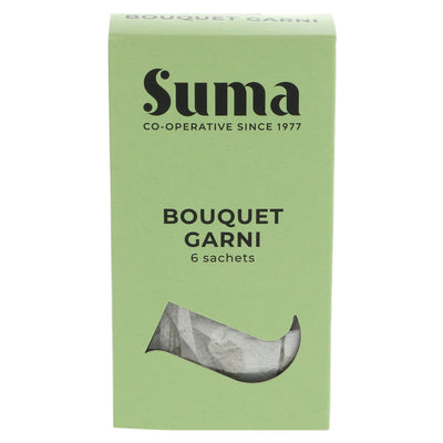 Suma Bouquet Garni - Vegan blend of aromatic herbs for stews, soups, and sauces. Thyme, bay leaves and parsley add depth and flavor.