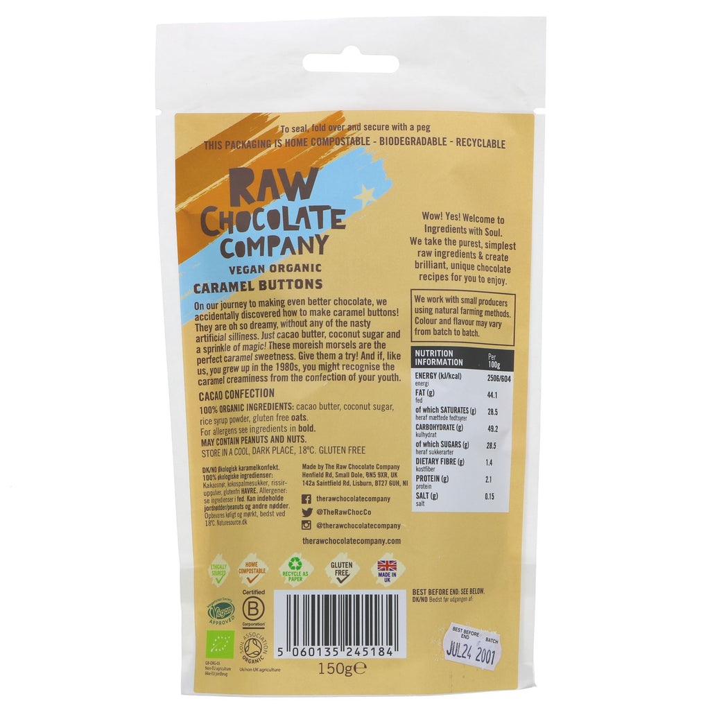 Raw Chocolate Company | Caramel Buttons | 150g