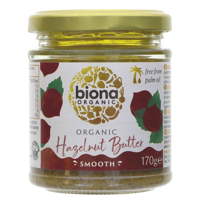 Organic Hazelnut Butter - 100% Hazelnuts, Vegan & Naturally Sweet, Perfect for Toast & Smoothies - Biona 170g