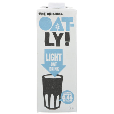 Oatly's Light Oat Drink - guilt-free vegan milk for coffee, smoothies, or baking.