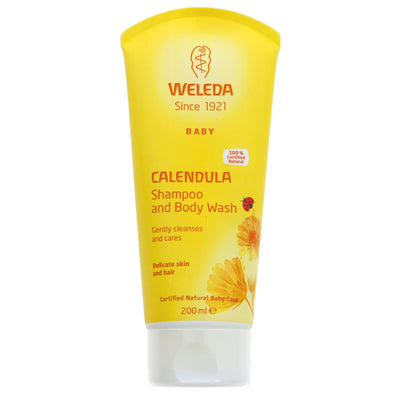 Weleda Calendula Shampoo & Body Wash: Gentle, Vegan, & Tear-Free. Ideal for Baby's Bath Time. Made with Organic Calendula & Sweet Almond Oil.