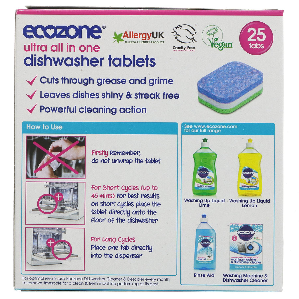 Ecozone | Dishwasher Tablets All In One - 25 Tablets per Pack | 25 tablets