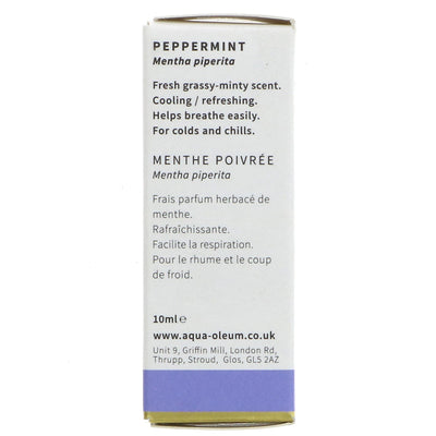 Vegan Peppermint Essential Oil - Refreshing & Invigorating Aroma for Body & Skin Care, 10ml, by Aqua Oleum.