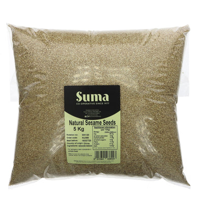 Suma's Natural Sesame Seeds - Vegan, 5KG, nutty crunch for salads, breads, and cereals.