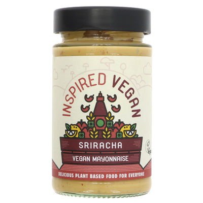 Inspired Vegan Sriracha Mayonnaise, 205G - plant-based, no added sugar, perfect for sandwiches & burgers. Vegan & no VAT.