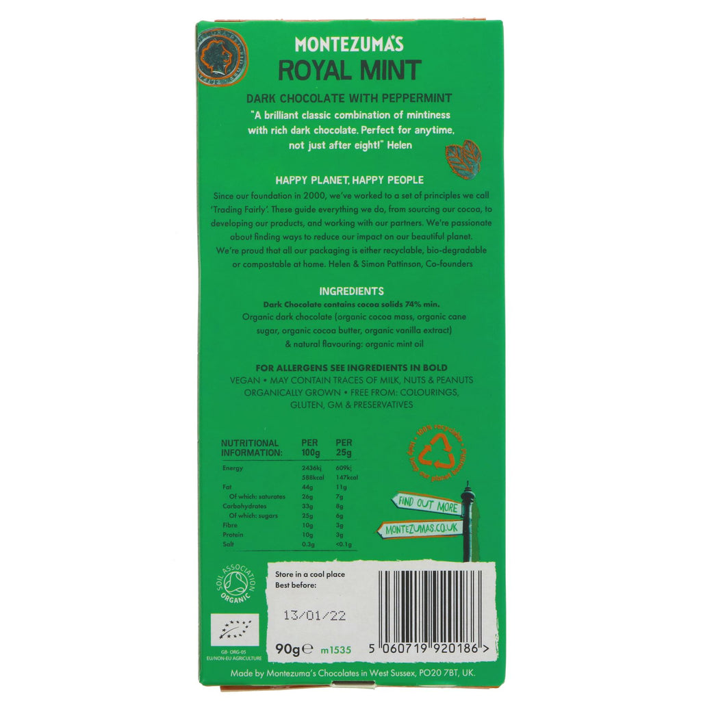 Montezuma's | Royal Mint Organic Dark W'mint | 90G