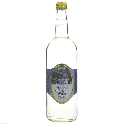 Cheddar Natural Spring Sparkling Water, 750ml. Organic & Vegan. From the land of Cheddar, Somerset.