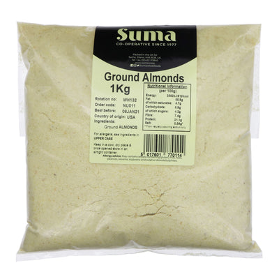 Suma Ground Almonds - Vegan, High in Calcium, Perfect for Baking and Adding to Cakes and Cookies. 1KG.