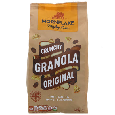 Mornflake's Honey Raisin Almond Crunchy - Guilt-free granola made with oats, raisins, honey, and almond pieces. No added sugar, salt, colors, or preservatives.