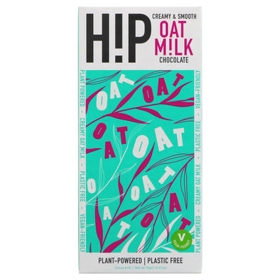 H!P's vegan oat milk chocolate: creamy, smooth and guilt-free. Single-origin Colombian cacao, no added sugar, and gluten-free.