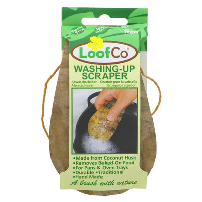 Eco-friendly coconut husk Washing-Up Scraper by Loofco - perfect for removing baked-on food without scratching your pans.