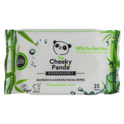 The Cheeky Panda Bamboo Facial Wipes - Unscented, 100% biodegradable, vegan-friendly, on-the-go ready.