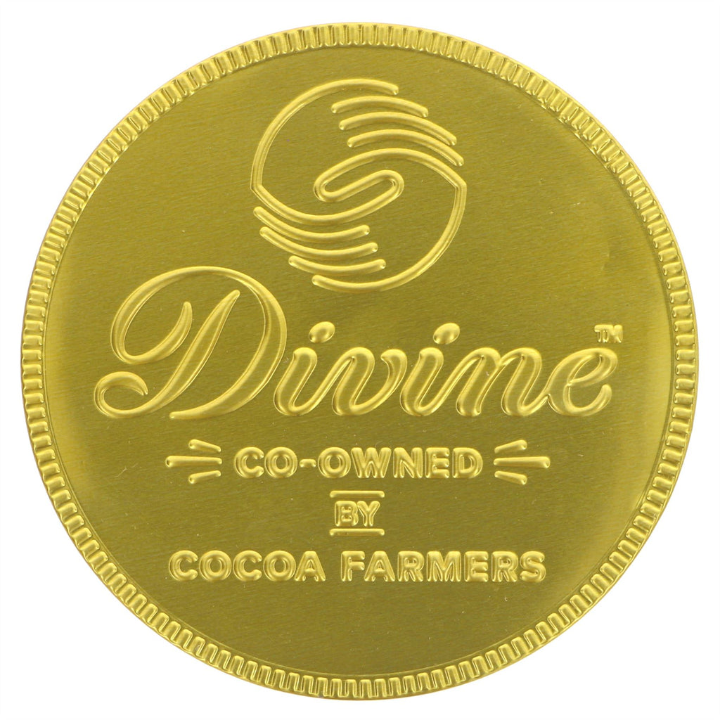Fairtrade Divine Milk Chocolate Giant Coin. Enjoy this delicious treat made with high-quality ingredients. Perfect for sharing or as a gift.