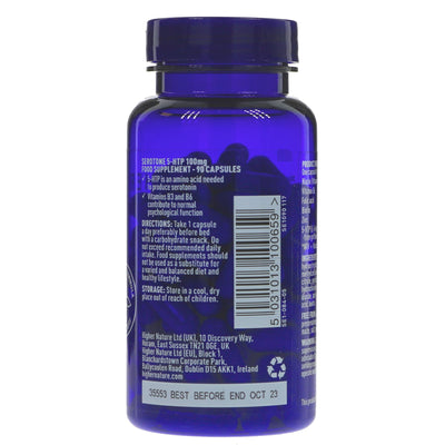 Boost mood w/ Serotone 5HTP 100mg- a natural supplement made w/ amino acids, B vitamins & zinc. Vegan & free from harmful additives.