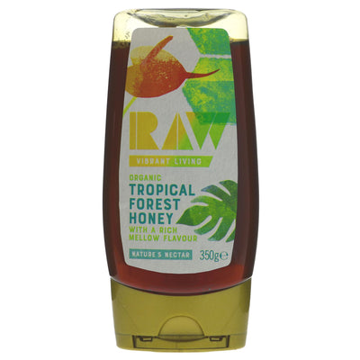 Raw Vibrant Living's Organic Tropical Honey - Cold extracted for natural enzymes, perfect on yoghurt and in hot drinks. 350g.