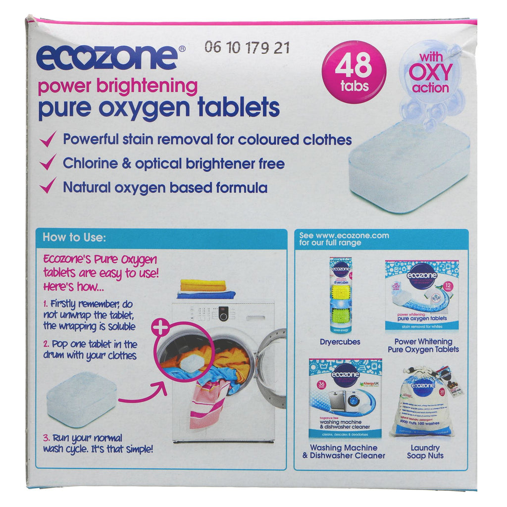 Ecozone | Laundry Tablets - Brightening - Pure Oxygen Pure Brightening | 48 tablets