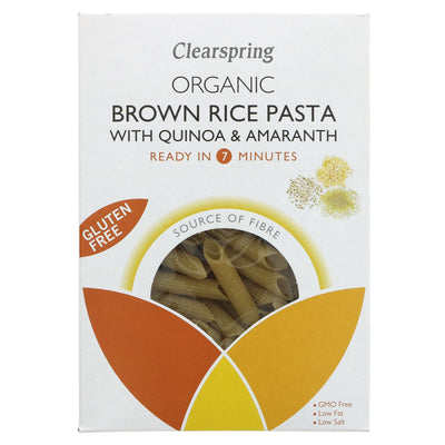 Clearspring's Brown Rice Penne - Gluten Free, Organic & Vegan with Quinoa & Amaranth - guilt-free pasta.