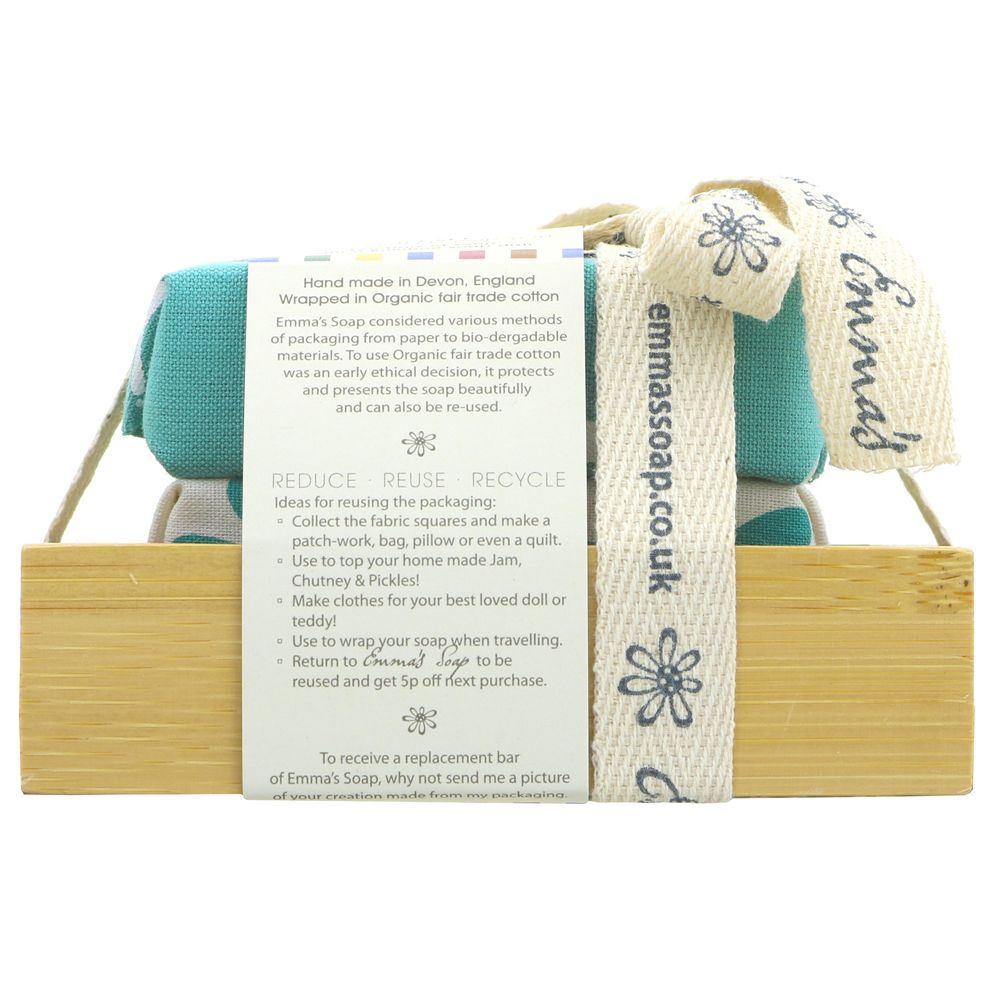 Bamboo Gift Set - Shea Butter: 2 soaps & soap dish. Luxurious, moisturizing shea butter soap for a pampering experience.