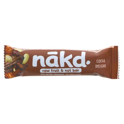 Nakd's Cocoa Delight Bar: Gluten-free, vegan, all-natural chocolatey goodness. Perfect for satisfying sweet tooth cravings.