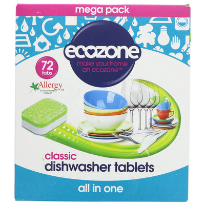 Ecozone Dishwasher Tablets 72 - Vegan, Eco-Friendly, Grease-Cutting Results.