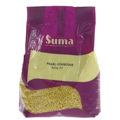 Suma's Pearl Couscous is a vegan-friendly and versatile 100% durum wheat grain, perfect for salads or as a main course.