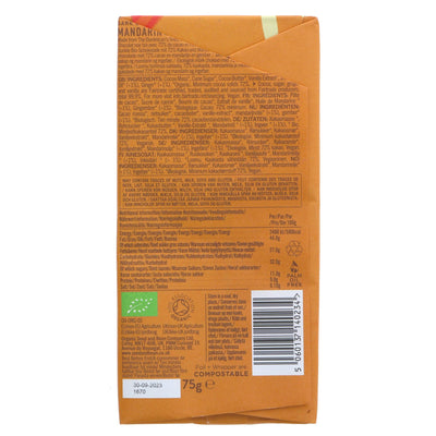 Organic Seed & Bean Company | 72% Dark Choc,mandarin &ginger | 75g