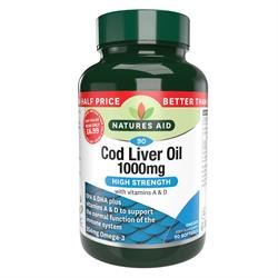 Natures Aid Promo Packs | Cod Liver Oil (High Strength) 1000mg 90 Caps | 90 capsule