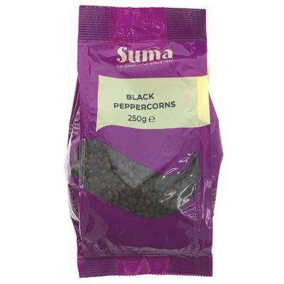 Suma's Black Peppercorns - Bursting with Flavor, Vegan-Friendly & Sustainable. 250g.