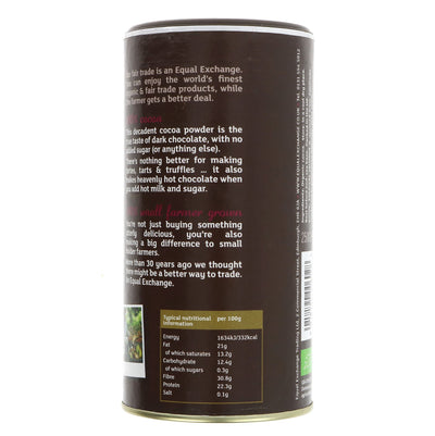 Fairtrade, organic, vegan Hispaniola Cocoa Powder - perfect for hot chocolate or baking. 250G.