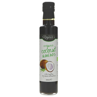 Organic, vegan coconut aminos - perfect for dressings, stir-frys, marinades, seasoning. Gluten-free and made from organic coconut sap.