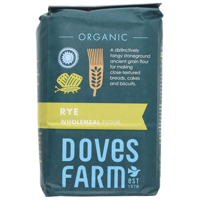 Organic wholegrain rye flour, perfect for baking breads with a continental flavor. Naturally lower in gluten. Vegan.