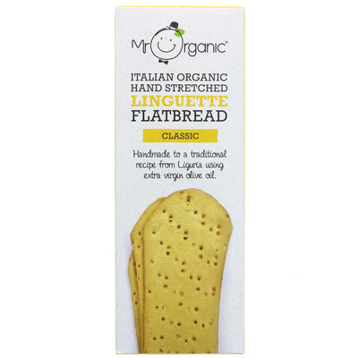 Mr Organic Flatbread Classic - Organic & Vegan, Hand-stretched with Extra Virgin Olive Oil. Perfect for snacking or pairing with dips.