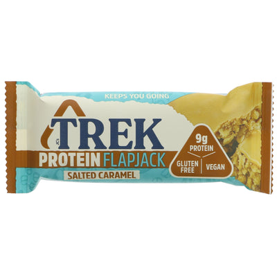 Gluten-free, vegan, and no added sugar - indulge in Trek's Salted Caramel Flapjack anytime, guilt-free!