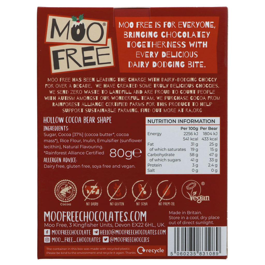 Gluten-free & vegan Oscar The Bear by Moo Free. Enjoy this milk chocolate figure without any dietary restrictions.