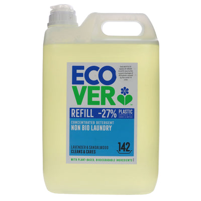 Concentrated, plant-based Non Bio Laundry Liquid. Tough on stains, gentle on clothes. Vegan, dermatologically tested, 100% recycled bottle.