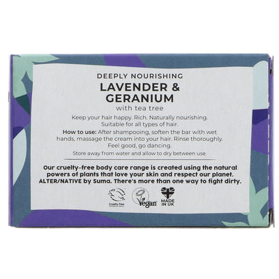 Alter/Native | Hair Conditioner Bar -Lavender - With geranium & tea tree | 90g