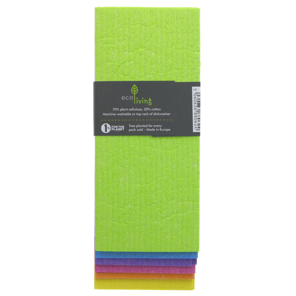 Ecoliving | Cleaning Cloths - Compostable - Pack 6, Rainbow design | pack 6