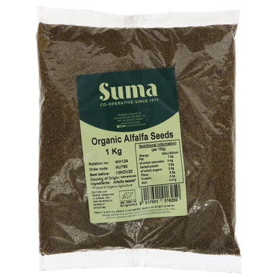 Organic Vegan Alfalfa Seeds - Nutritious addition to meals, salads, sandwiches and smoothies - 1KG pack from Suma