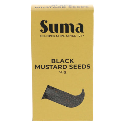 Suma black Mustard Seeds - bold vegan flavor for cooking, 50g.