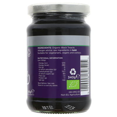 Organic Black Treacle: Vegan, Gluten-Free, Fairtrade, Perfect for Baking & Elevating Everyday Essentials. 340G by Rayner's.